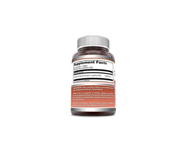 Amazing Nutrition Amazing Formulas L-Lysine,1000 mg -180 Tablets - Image 2